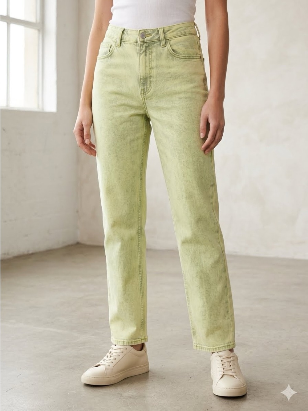 Wild Fable High Rise 90s Straight acid yellow/green Wash Denim Jeans Size 6